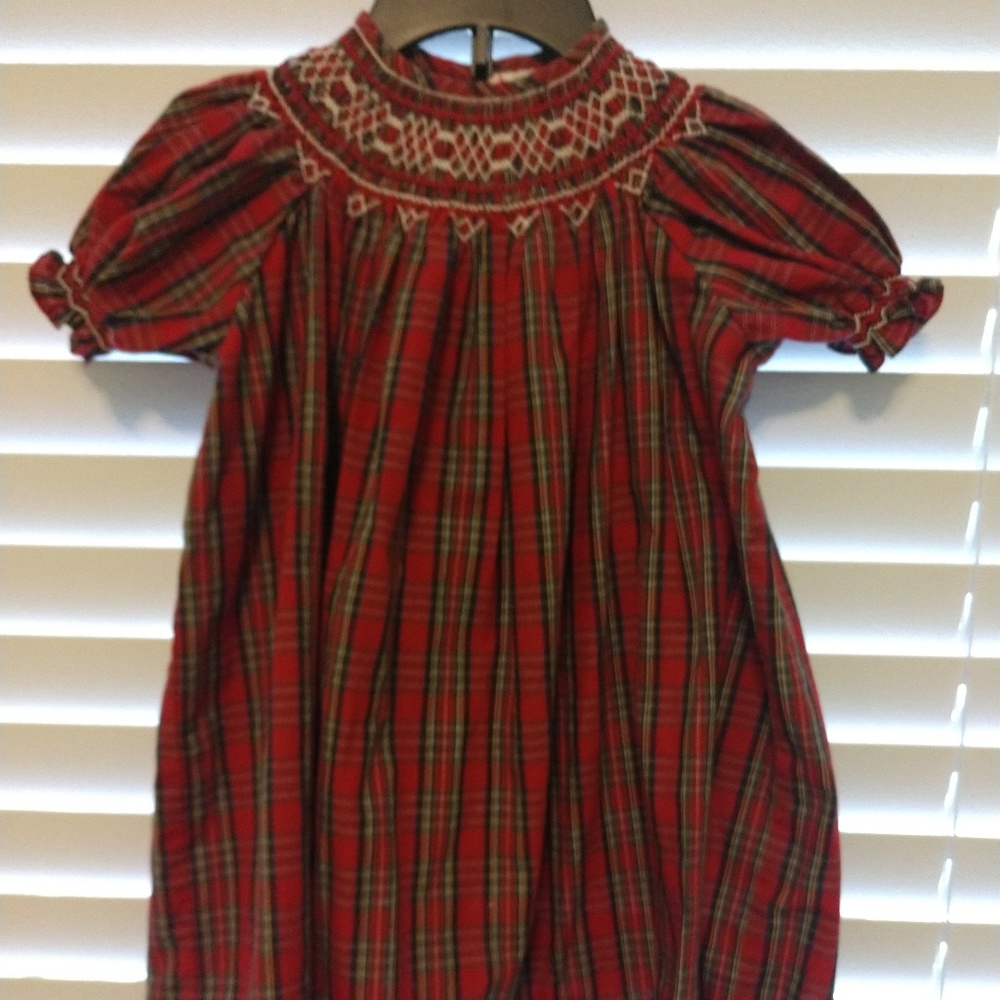 Orient Express Smocked Plaid Christmas Dress